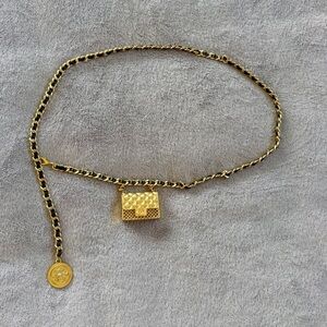 Zara Gold and Black Chain Belt with Charm